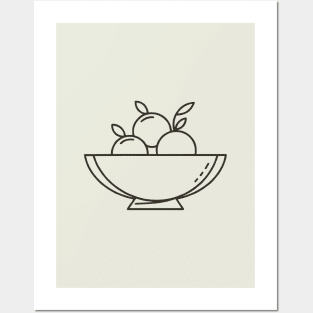 Line art of a fruit bowl Posters and Art